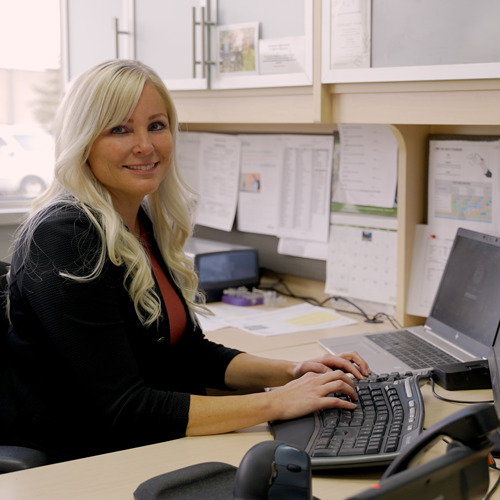 Employee in office at Nolato Contour