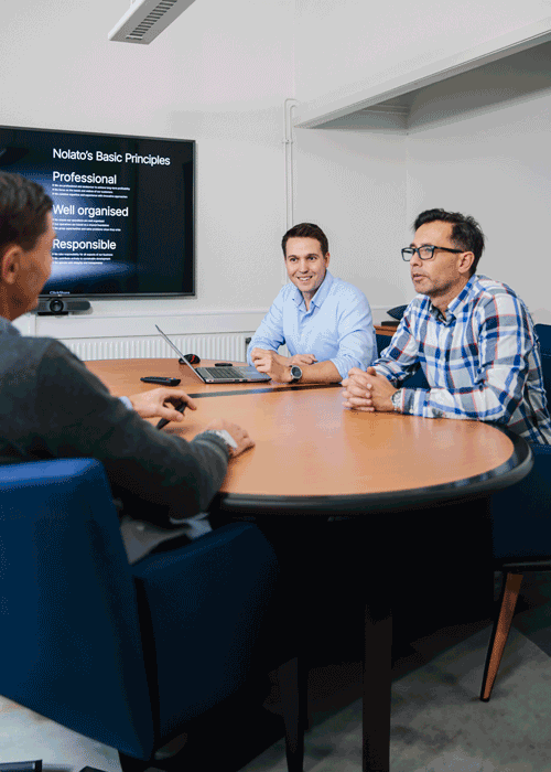 Nolato Lövepack employee in meeting