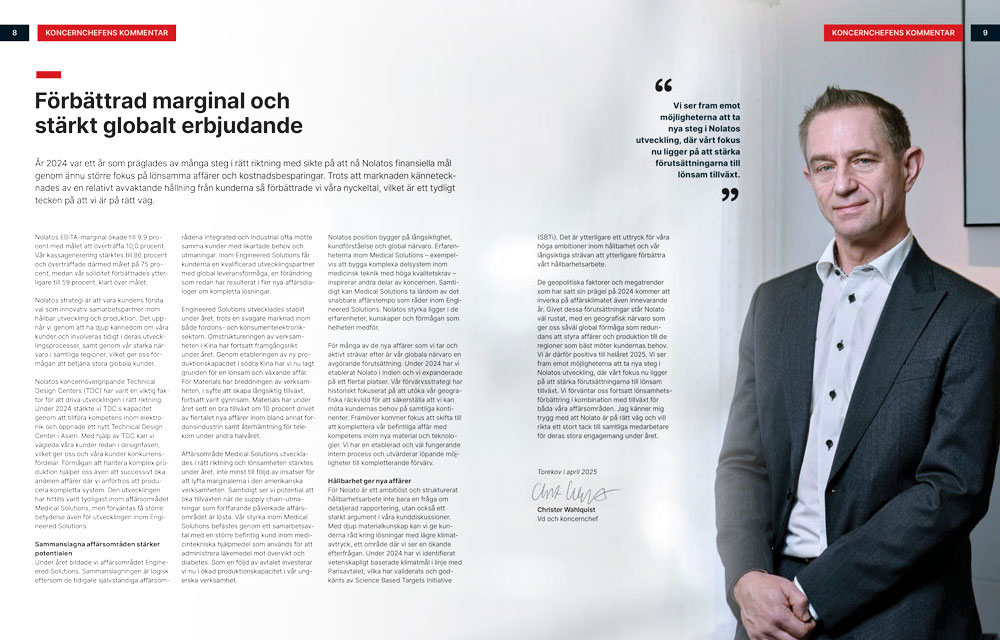 Koncernchefens kommentar årsredovisning 2024