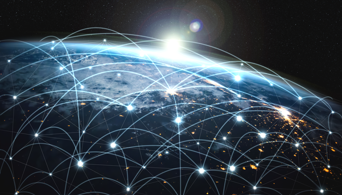 World connected with dots