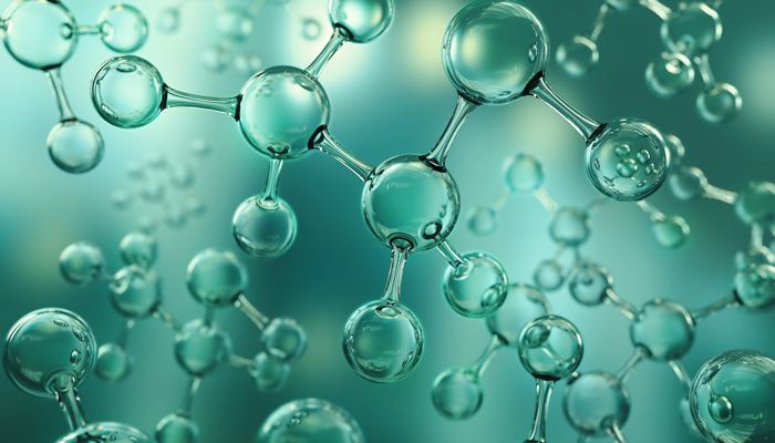 Molecules on green background