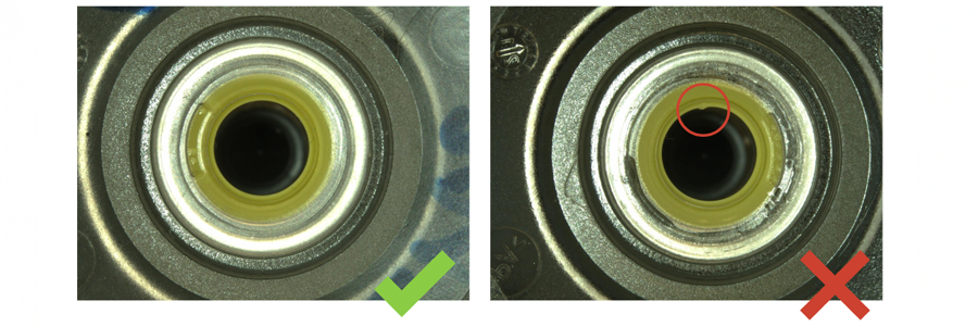 Article image showing right and wrong in a production quality control.