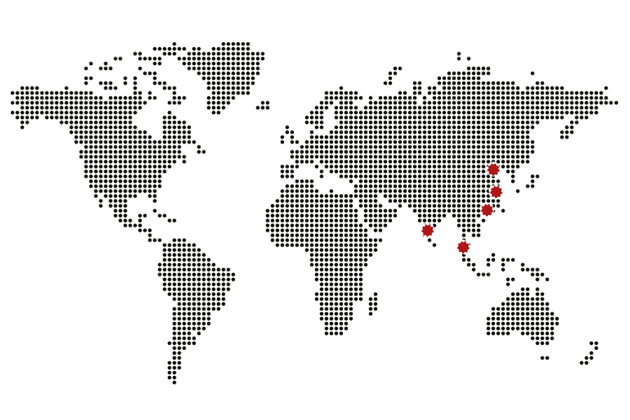 A map showing Nolatos sites in Asia