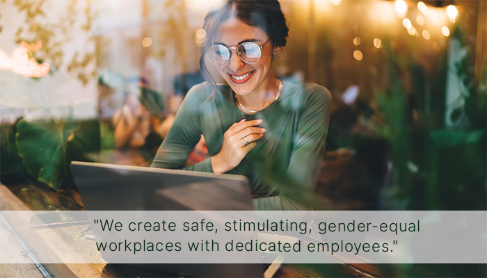 Woman in front of laptop