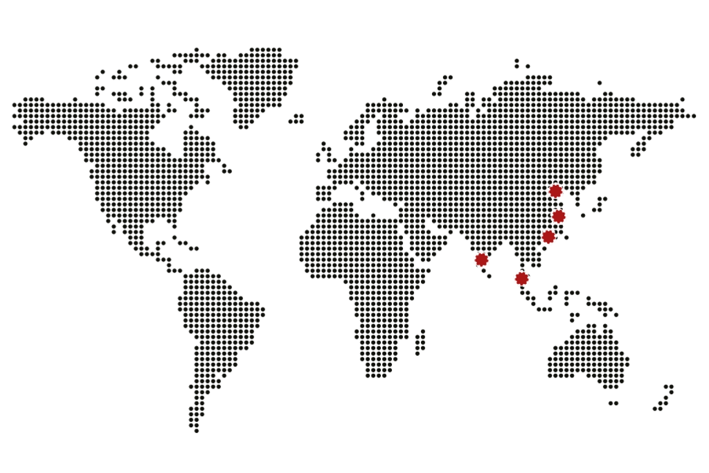 A map showing Nolatos sites in Asia